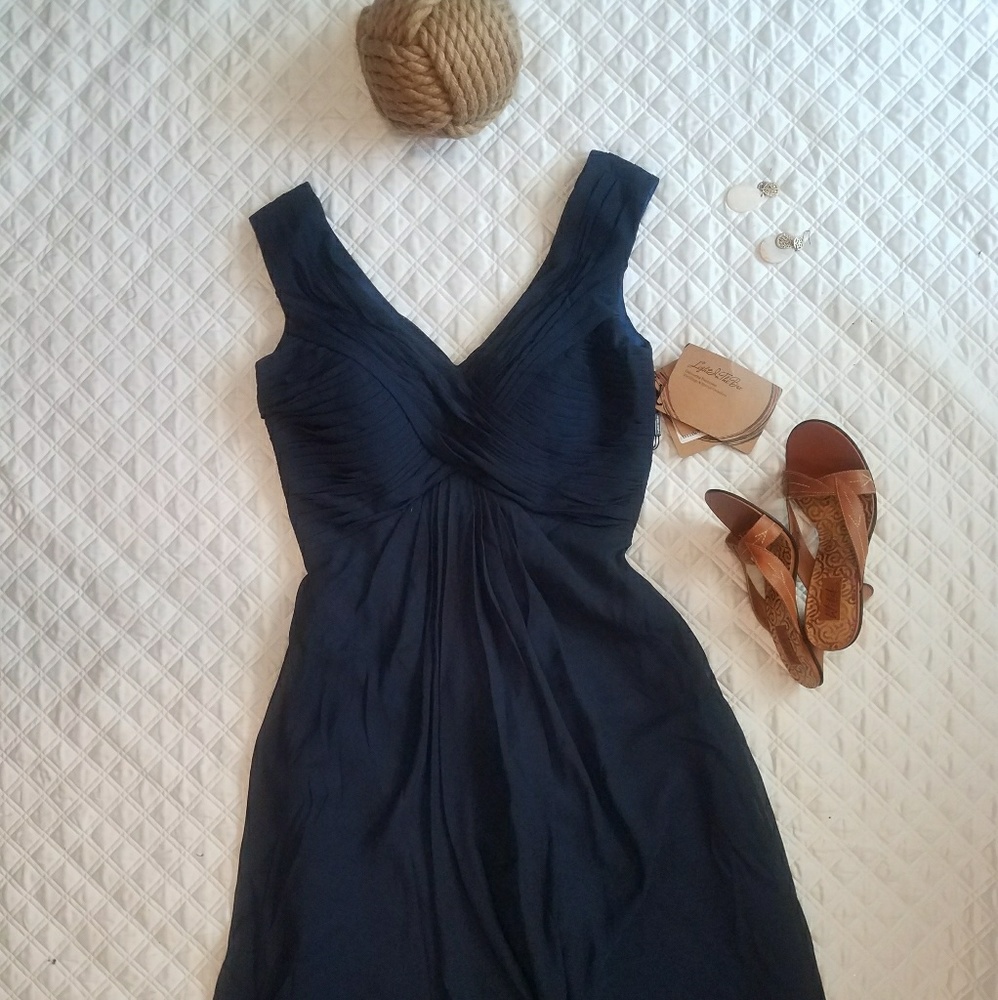 Crepe Navy Dress